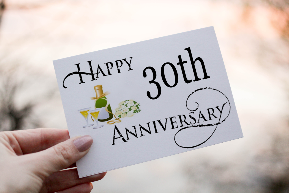 30th Anniversary Card, Card for Pearl Anniversary - Click Image to Close